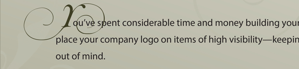 Promotional products with company name and logo